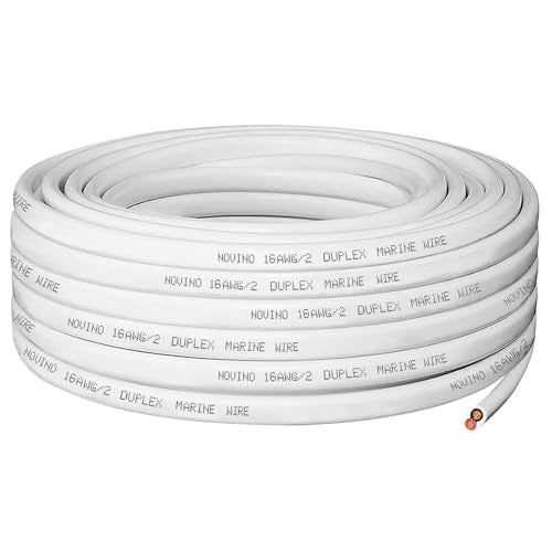 16 Gauge Marine Wire 16 AWG Duplex Marine Grade Wire,100ft Tinned Copper Oxygen-Free Insulated Red& Black Electrical Cable for Boat/Automotive/RV/Camper/Trailer