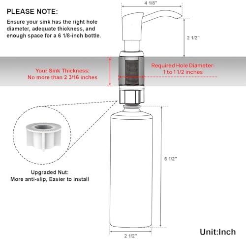 GAGALIFE Soap Dispenser for Kitchen Sink, ABS in Counter Soap Dispenser(Oil Rubbed Bronze), with 17 Ounce Large Pet Soap Bottle, Refill from The Top, Venetian Bronze