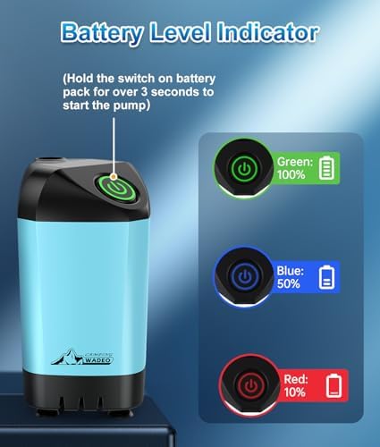 WADEO Portable Shower for Camping, Outdoor Electric Shower Rechargeable Pump with 20L Collapsible Bucket, Camping Shower Head Nozzle for Camping, Hiking, Traveling, Washing