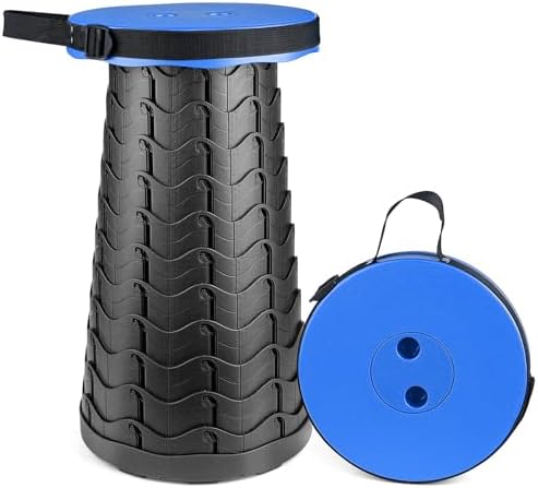 Hesanzol Portable Telescoping Stool, Retractable Folding Stool for Camping Garden Fishing Hiking Travel BBQ, Adjustable Collapsible Stools Max Load 400lbs