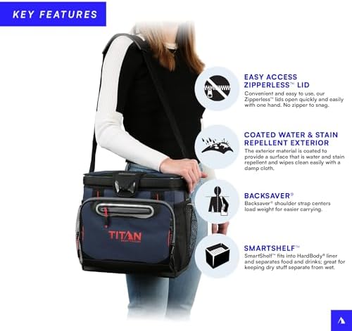 Arctic Zone Titan Deep Freeze Cooler - Zipperless Hardbody Cooler - Small & Large Capacity- Beach & Camping Cooler - Deep Freeze Insulation, HardBody Liner, and SmartShelf