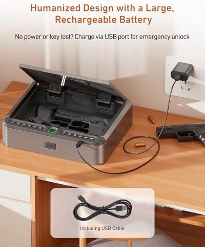 BILLCONCH Gun Safe for Handgun - Biometric Gun Safe 4 Ways Quick Access with Fingerprint/Full-digital Keypad/Key/APP Lock Handgun Pistol Safe for Nightstand Bedside Home