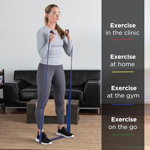 THERABAND Resistance Band 25 Yard Roll, Extra Heavy Blue Non-Latex Professional Elastic Bands For Upper & Lower Body Exercise, Physical Therapy, Pilates, Rehab, Dispenser Box, Level 5