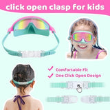 Vvinca 2 Pcs Kids-Swim-Goggles with Nose Cover, Swimming Diving Mask Wide View Anti Fog UV Anti Shattered Lens for Kids 3-6