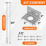 Ground Anchors Screw In - 24" Set of 4,6,8 with Brackets and Drill Bit - Earth Anchors - Mobile Home Anchors - Storage Shed Anchor Kit - Swing Set Anchors for Metal Swing Set - Playset Anchors - Ties