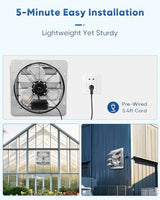 KEN BROWN 14 Inch Shutter Exhaust Fan, High Speed 1520CFM, Wall Mounted with 1.65m Power Cord, for Garages, Attics, Greenhouses, Sheds, and Shops