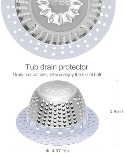 LEKEYE Shower Drain Hair Catcher/Bathtub Drain Cover/Drain Protector for Pop-Up & Regular Drains(Light Blue)