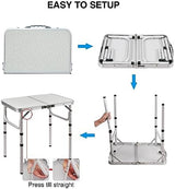 RedSwing Small Folding Table Portable 2 Feet, Small Foldable Table Adjustable Height, Lightweight Aluminum Camping Table, 15.7 in x 23.6 in x 19 in
