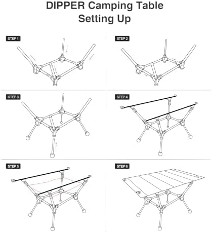 OneTigris Dipper Camping Table, Lightweight Portable Folding Table with Mesh Storage Net, High/Low Options, Ideal for Camping, Hiking, Tailgating, Beach, Picnic, Travel, Backyard
