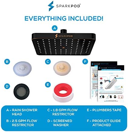 SparkPod Shower Head - High Pressure Rain - Premium Quality Luxury Design - 1-Min Install - Easy Clean Adjustable Replacement for Your Bathroom Shower Heads (Vintage Oil Rubbed Bronze, 8 Inch Square)