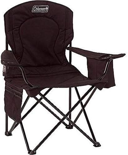 Coleman Portable Quad Camp Chair with 4-Can Cooler, Cushioned Seat & Back with Side Pockets & Cup Holder, Carry Bag Included
