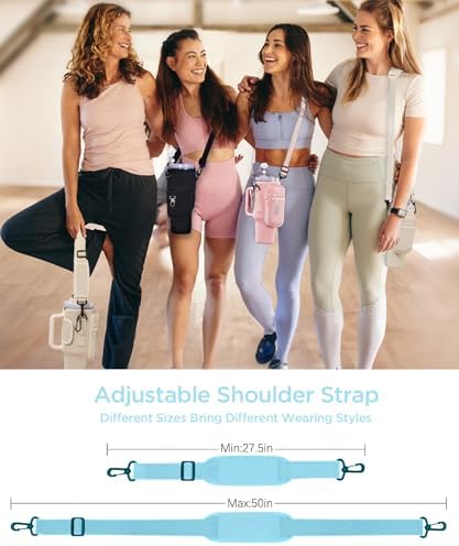 dabria Water Bottle Carrier Bag with Phone Pocket for Stanley 40/30 oz Tumbler Neoprene Water Bottle Holder Pouch with Adjustable Strap Bollus with Straw Cover & Carabiner for Stanley Cup Accessories