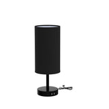 Yarra-Decor Bedside Lamp with USB Port - Touch Control Table Lamp for Bedroom 3 Way Dimmable Nightstand Lamp with Round Black Fabric Shade for Living Room, Dorm, Home Office (LED Bulb Included)