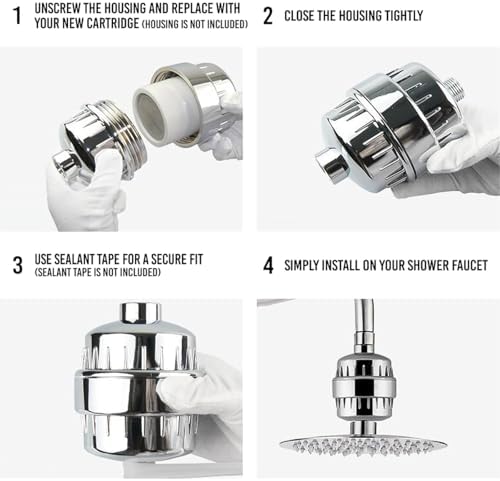 4 Pack 15 Stage Shower Filter Replacement Cartridge, Shower Filter For Hard Water, Universally Compatible With Any Similar Design, Shower Water Softener with High Output
