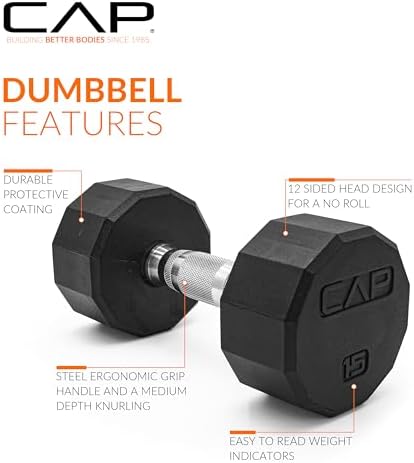CAP Barbell Coated Hex Dumbbell Weight | Multiple Options