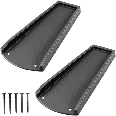 Splash Blocks for Gutters Downspouts, 24" Downspout Extensions for Rain Water Drainage, Thickened Gutter Splash Guard with Fixing Piles(2 Pack, Black)