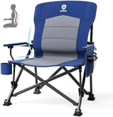 EVER ADVANCED Oversized Folding Camping Chair for Adults with Adjustable Lumbar Support, Heavy Duty Chair with Side Pockets, Portable Collapsible Quad Chair for Outside