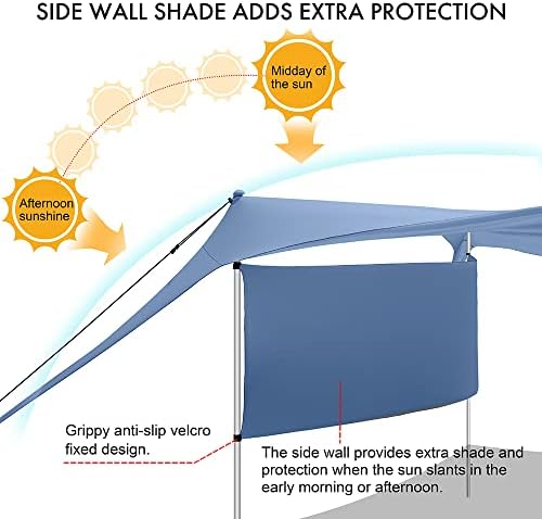 Beach Canopy Tent Shade with Sidewalls 10x10FT, 6.6FT Tall, UPF50+ Sun Shelter, Windproof & Water Resistant, Includes Guylines Sand Shovel Stability Poles, Easy Up for Beach Outdoor Camping Backyard
