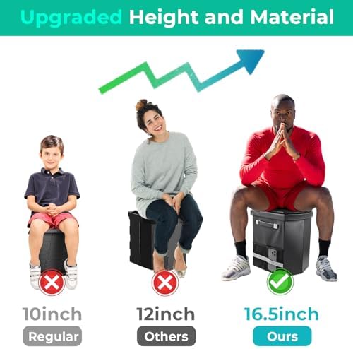 Sckee 2025 Upgraded XL Portable Toilet for Adults,16.5'' Tall Camping Toilet with Lid and Convenient Carry Bag, Portable Potty for Camping, Hiking, Car Travel,Truck, RV, Boating, Road Trips, Beach