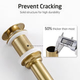 KES Sink Drain Without Overflow Bathroom Pop Up Drain Assembly Stopper Vessel Sink Brushed Gold for 1.6"-1.9" Sink Hole, All Metal Rustproof Brass and 304 Stainless Steel, S2008D-BZ