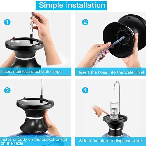 Drinking Water Dispenser Pump, Automatic Electric Drinking Water Bottle Pump for 2-5 Gallon Water Jugs, USB Rechargeable with 2 Switch Control, Stable and Portable for Home, Kitchen, Office, Camping