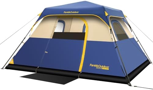 FanttikOutdoor Camping Tent 4/6/8/10 Person Instant Cabin Tent Setup in 60 Seconds with Rainfly & Windproof Portable with Carry Bag for Family Camping & Hiking, Upgraded Ventilation