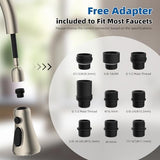 Hibbent Pull Down Kitchen Faucet Head Replacement, 3-Function Kitchen Faucet Head Sink Spray Nozzle with 15 Adapters Compatible with Moen, American Standard, Delta, Kohler Faucets, Brushed Nickel