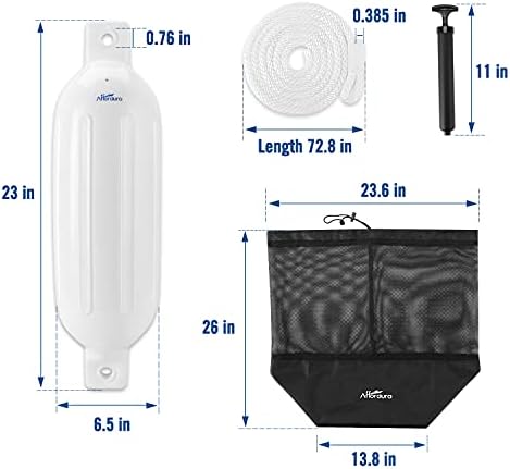 Affordura Boat Fender 4 Pack Boat Bumpers Fenders with 4 Ropes, Boat Bumpers for Pontoon Boat Fenders Inflatable
