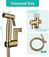 BARROCK Handheld Bidet Sprayer for Toilet, Stainless Steel Metal Made Baby Cloth Diaper Spraying Kit, Bathroom Toilet Bidet Attachment Set for Bathing Pets and Feminine Hygiene, Brushed Brass Gold