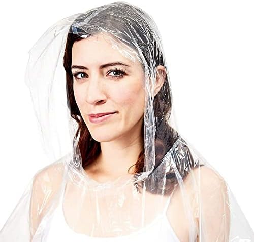 Juvale 20-Pack Disposable Rain Ponchos with Hood for Adults, Lightweight Emergency Plastic Poncho for Outdoor Events, Travel, Camping, Hiking, and Festivals, Clear