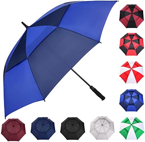 MRTLLOA 54/62/68/72 Inch Automatic Open Golf Umbrella, Extra Large Oversize Double Canopy Vented Windproof Waterproof Stick Umbrellas for Rain