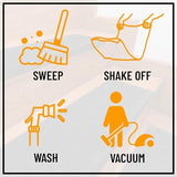 Indoor/Outdoor Hose-Wash Square Edge Design Non-Slip Rubber 10" x 30" Modern Stair Treads for Stairs, Garage, Patio, 5 Pack, Ridged Black