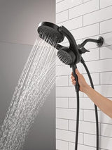 Delta Faucet 5-Setting HydroRain 2-in-1 Dual Shower Head with ProClean Spray, Matte Black Round Shower Head with Hose, Hand Held Shower Head, Matte Black 75419BL