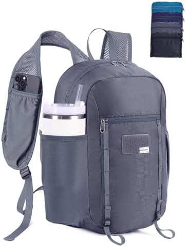 15L Small Hiking Backpack with Chest Pockets for Phone, Ultralight Hiking Daypack with Sternum Straps, Lightweight Foldable Packable Back Pack for Women Men(patent pending)