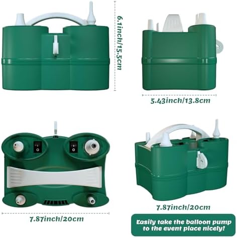 SINBEE Balloon Pump, Balloon Pump Electric, Portable Dual Nozzle Electric Blower Air Pump Inflator for Party Decoration. Faster and Save Time