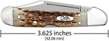 Case XX WR Pocket Knife Mini Copperlock Amber Bone W/Shield Item #133 (61749L SS) 3 5/8 inches Closed