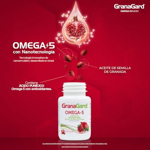 GranaGard Omega 5 30 cáps. con Nanotecnología. Cápsulas de aceite de semilla de granada. Antioxidante potenciado por la nanotecnología.