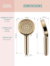 Cobbe Filtered Shower Head with Handheld, High Pressure 6 Spray Mode Showerhead with Filters, Water Softener Filters Beads for Hard Water - Remove Chlorine - Reduces Dry Itchy Skin, Egyptian Gold