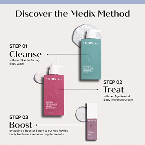 Medix 5.5 Retinol Body Lotion Firming Moisturizer | Crepey Skin Care Treatment | Retinol Body Cream | Targets Look Of Crepe Skin, Wrinkles, Sagging & Sun Damaged Skin, 15 Fl Oz