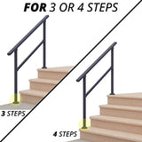 CHR Fence & Rail Hand Rails for Outdoor Steps, 4 Step Handrail & Indoor Stair Railing Kit, Railings for Outdoor Steps and Hand Rails for Seniors for Porch Railing & Deck Hand Rail, 3-4 Step Railing