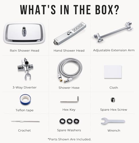 G-Promise All Metal 12 Inch Dual Shower Head with Handheld Combo, Rain Shower Head, Adjustable Extension Arm, Smooth 3-Way Diverter, 71 Inch Extra Long Hose - A Bathroom Upgrade (Chrome)