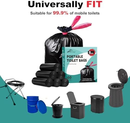 Portable Toilet Bags Drawstring 8 Gallon ，Camping Toilet Bags Toilet Trash Bags Leak-Proof, Waste Bags for Camping, Hiking, Traveling,Emergency, Outdoor Activities