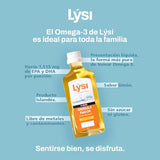 LÝSI, Omega 3 en Aceite de pescado, Mezcla de diferentes pescados, Sabor limón, Para toda la familia y embarazadas, Sin gluten y azúcar, 240 ml.