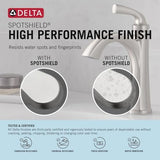 Delta Arvo 1 Hole Pull Down Bathroom Faucet with Sprayer, Brushed Nickel Single Hole Bathroom Sink Faucet with Pull Out Sprayer for Vanity, Push-Pop Drain, SpotShield Stainless 15840LF-SPPD