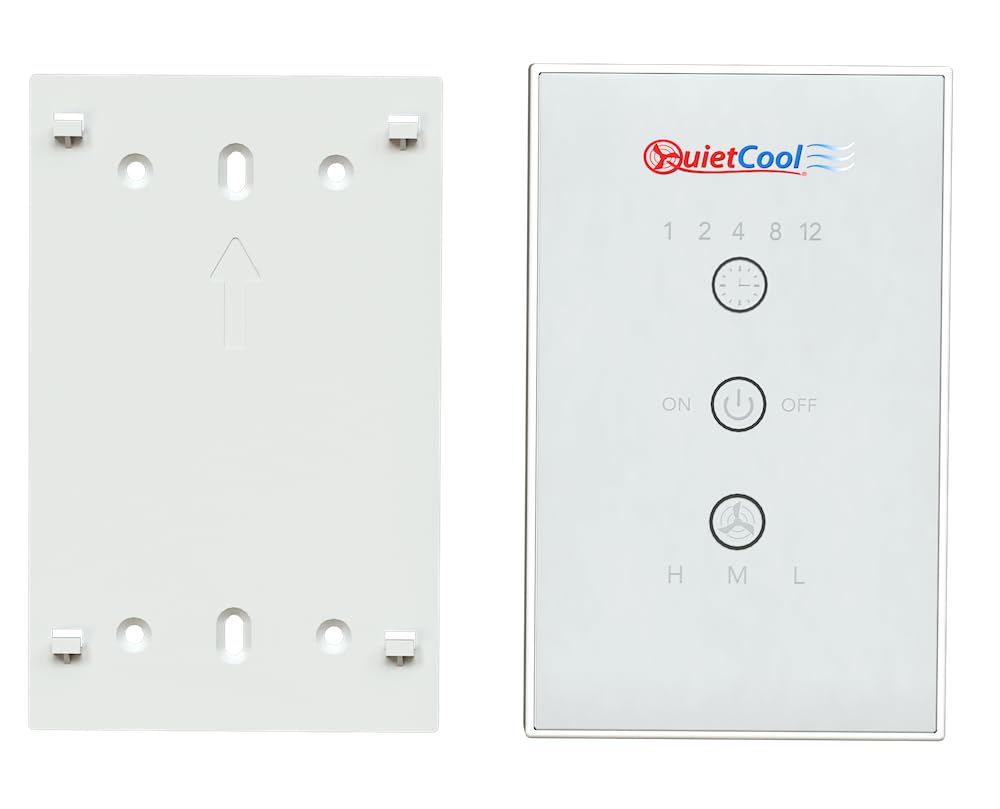 QuietCool Whole House Fan Wireless Switch - No Hard Wiring Required - Three Speed Capable - 1/2/4/8/12 Hour Countdown Timer - up to 100ft Range - Batteries Included (IT-RFGLSSWITCH-01)