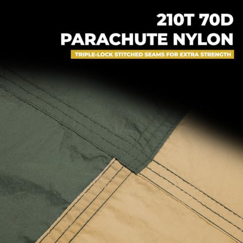 Grand Trunk Double Deluxe Parachute Nylon Hammock - 500lb Capacity Camping Hammock, 10.5x6.5ft, Lightweight & Durable (Olive Green/Khaki)