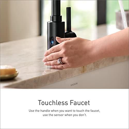 Moen Essie Spot Resist Stainless MotionSense Wave One-Handle Touchless Kitchen Faucet with Pulldown Sprayer and Soap Dispenser, 87014EWSRS