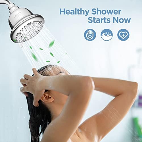 Filtered Shower Head - High Pressure Shower Head with Filter for Hard Water Softener - 7 Settings Bathroom Rain Showerhead to Remove Chlorine and Heavy Metals (Chrome)