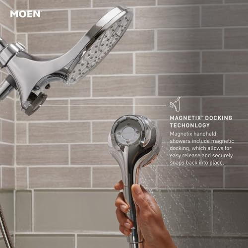 Moen 26100SRN Engage Magnetix 3.5-Inch Six-Function Handheld Showerhead with Magnetic Docking System, Spot Resist Brushed Nickel