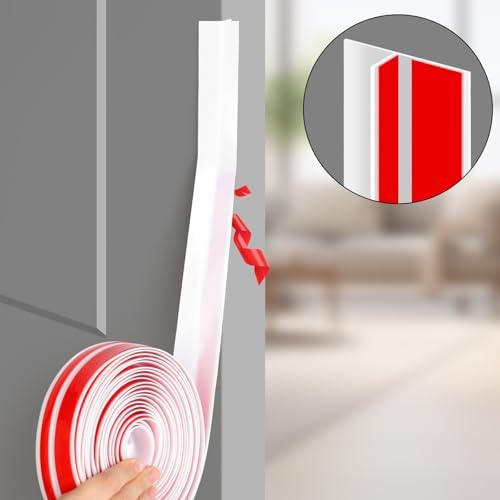 T-Shaped Silicone Seal Strip for Door & Windows, 20Ft Weatherproof Draft Stopper, Gap Seal for Door Sides (White)
